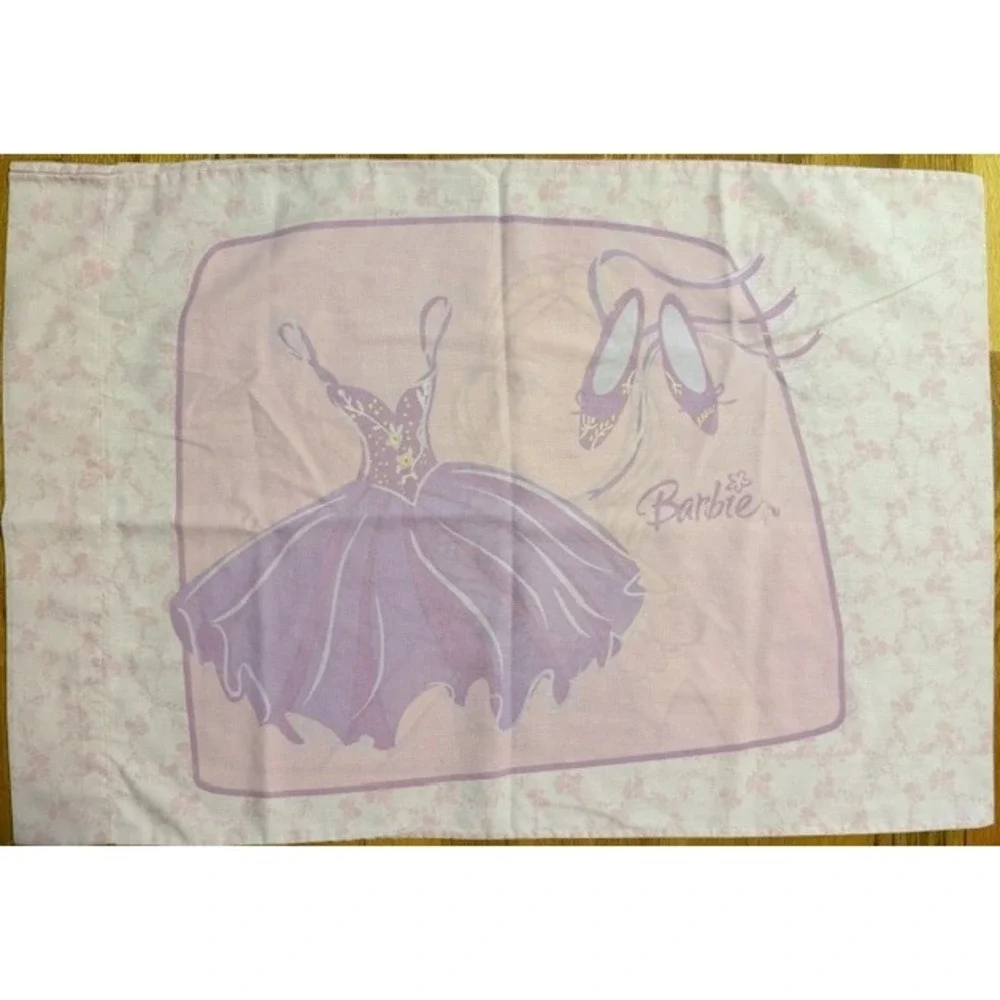 Vintage Barbie pillowcase pink and purple ballet Springs‎